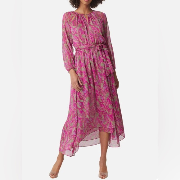 Misa Los Angeles Dresses & Skirts - MISA Los Angeles Leila Fuchsia Paisley Chiffon Midi Dress | XS (Fits Small)